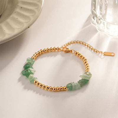 Olivenorma Natural Crushed  Crystals Gold Beads Bracelet