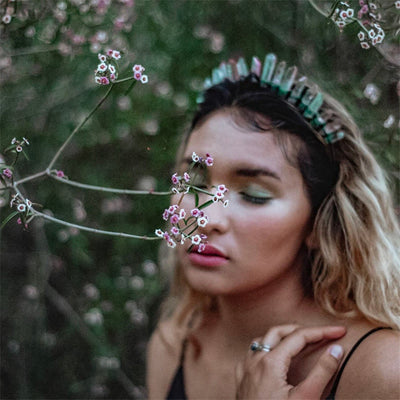 Olivenorma Natural Crystal Rainbow Crown Headband Bridal Headpiece