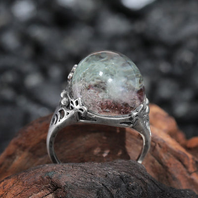 Olivenorma Green Phantom Quartz Spider Sterling Silver Ring