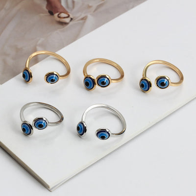 Olivenorma White Zircon Gold Plated Evil Eye Women Ring