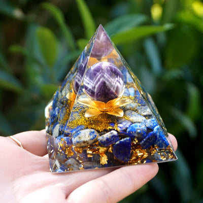 (Clearance 30% OFF / CODE: OFF30) - Olivenorma Positive Lotus Amethyst Sphere Orgone Pyramid