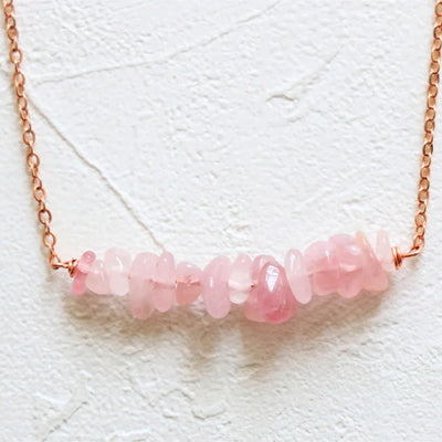 Olivenorma Natural Rose Quartz Gravel Necklace