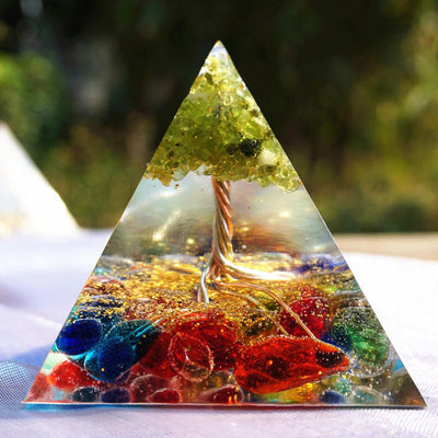 Olivenorma Fluorite Peridot Tree Of Life Orgone Pyramid