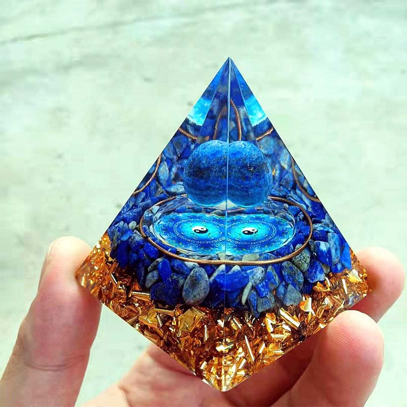 Olivenorma Lapis Lazuli Natural Stone Orgone Pyramid