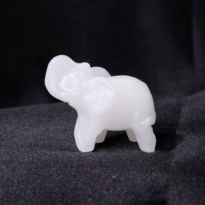 Olivenorma Natural Crystal Elephant Carving Ornament Gemstone Decoration