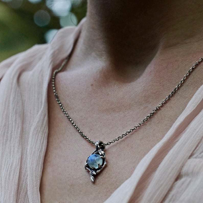 Olivenorma Moonstone Flame Drop Pendant Necklace