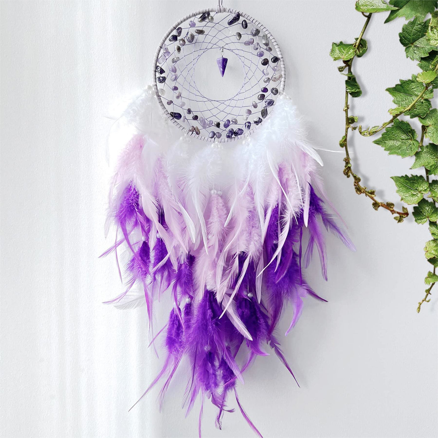 Olivenorma Amethyst Gravel Pendulum Pendant Purple Dream Catcher