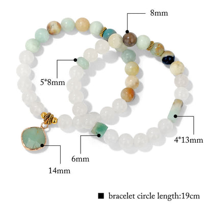 Olivenorma Natural Stone Clear Crystal Beaded Bracelet Set