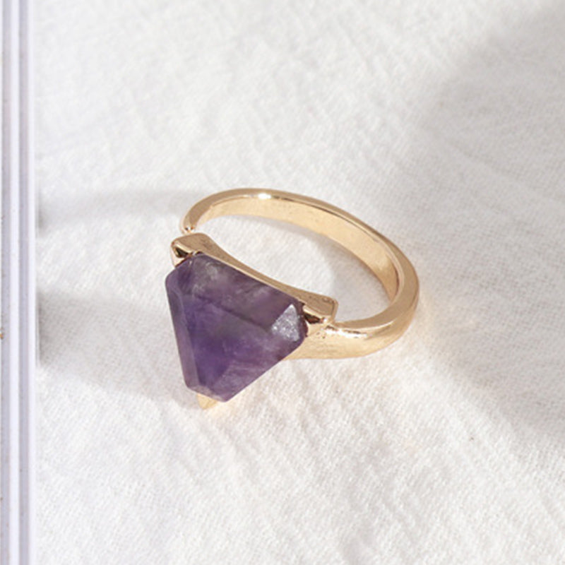 Olivenorma Triangle Green Aventurine Amethyst Ring