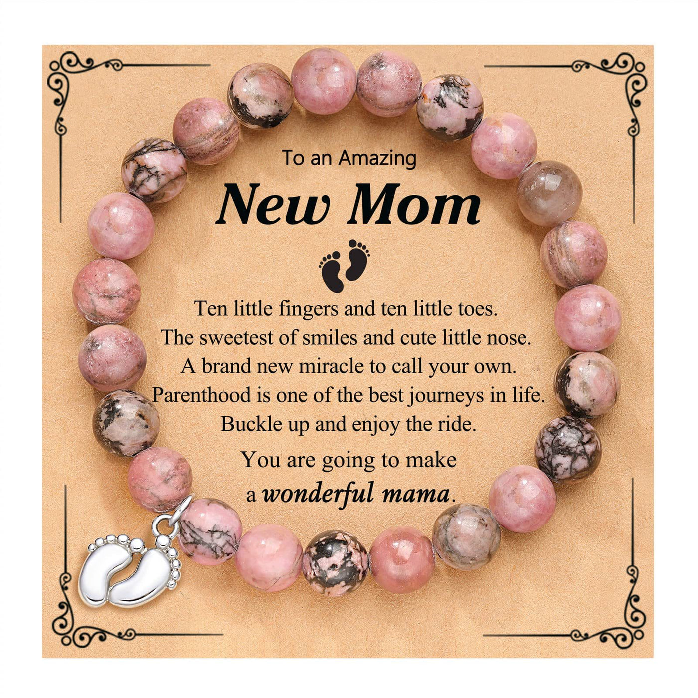 Olivenorma New Mom Gifts Natural Stone Beaded Bracelet