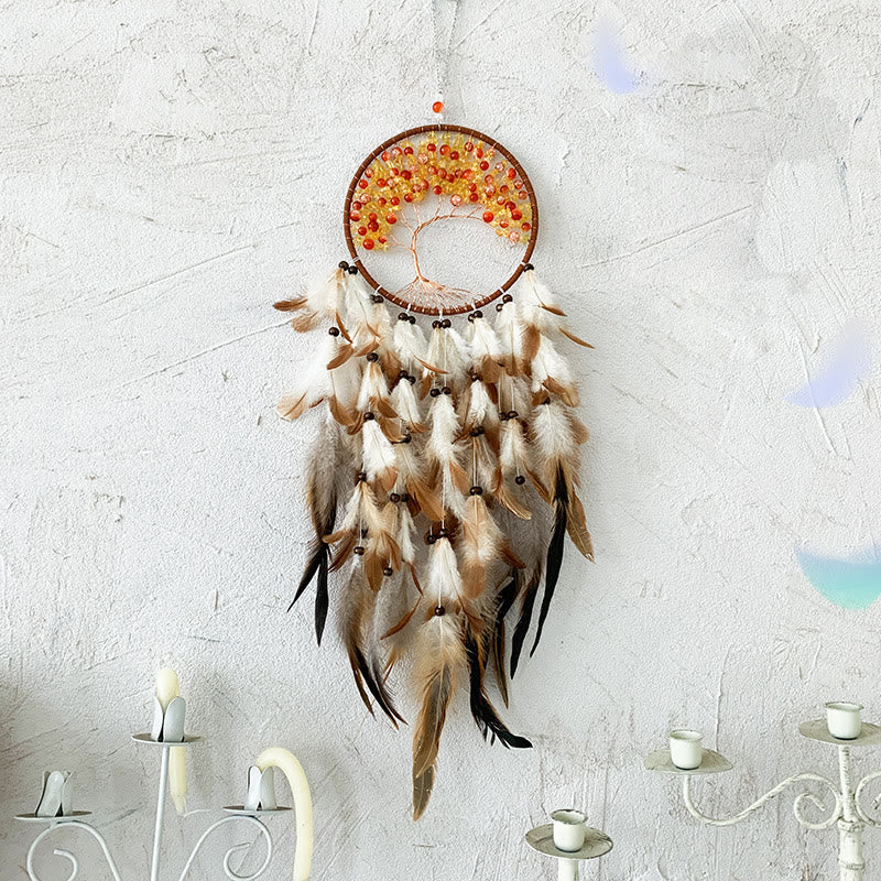 Olivenorma Acrylic Beads Tree of Life Feather Dream Catcher