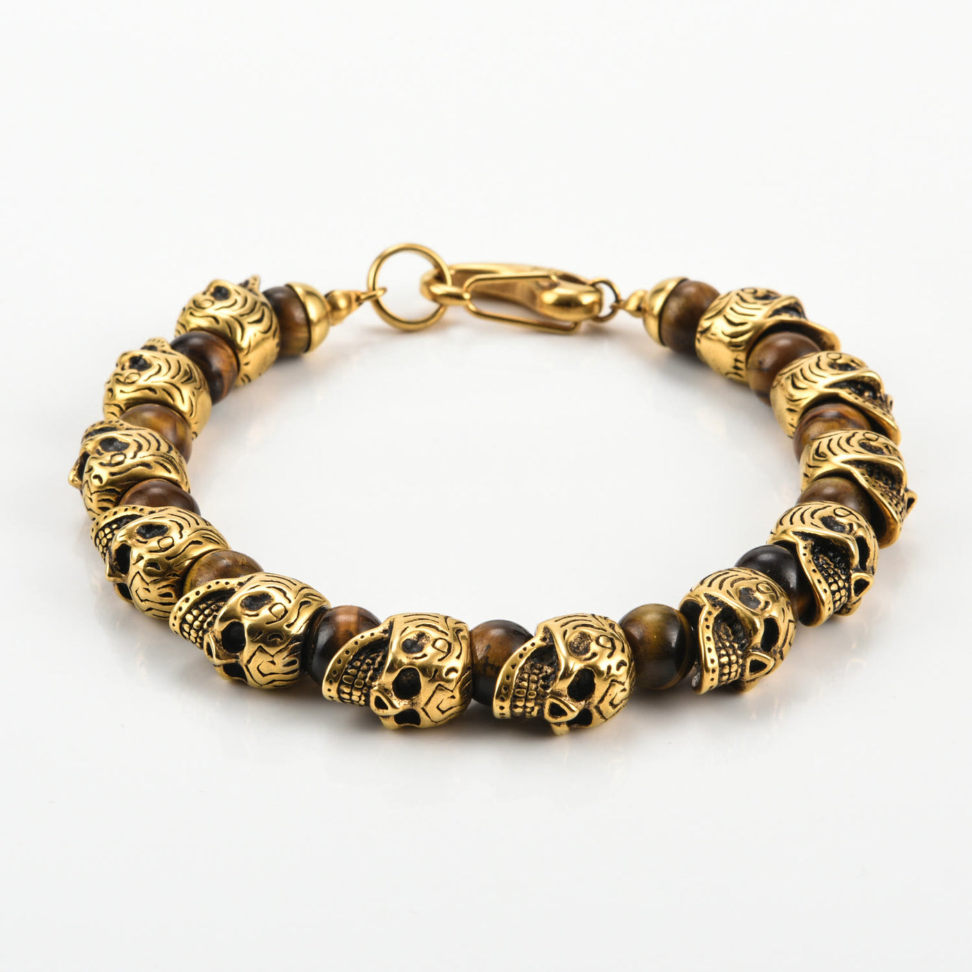 Olivenorma Natural Tiger Eye Handmade Stainless Steel Bracelet