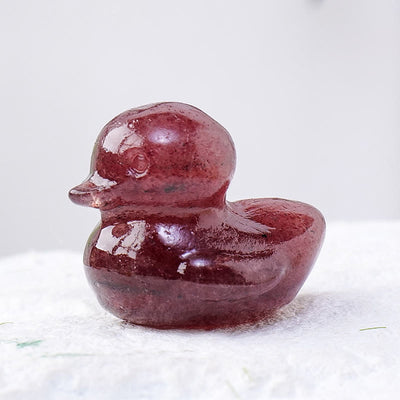 Olivenorma 1.2Inch Quartz Crystal Duck Carving Gemstone Decoration