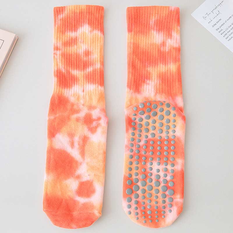 Olivenorma Medium-Tube Tie-dye Anti Slip Yoga Socks