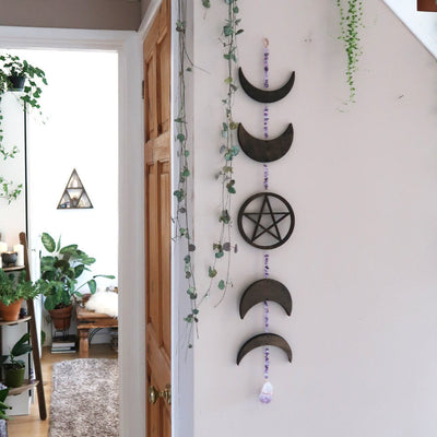 Olivenorma Amethyst Gravel Pentagram Moon Phase Wall Decor