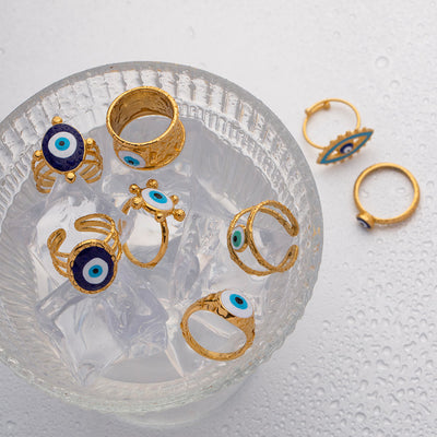 Olivenorma Various Evil Eye Glue Gold Adjustable Open Rings