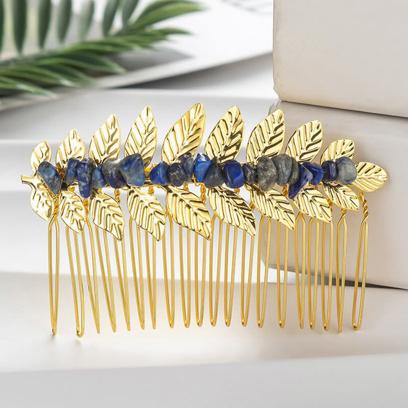 Olivenorma Natural Crystal Gemstone Hair Combs Hairpin