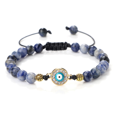 Olivenorma 6mm Natural Stone Zircon Beads Evil Eye Bracelet