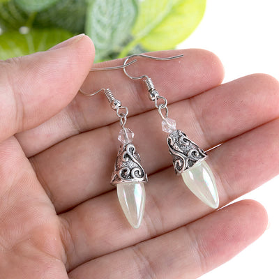 Olivenorma Pure Silver Hook Royal Style Moonstone Dangle Earrings