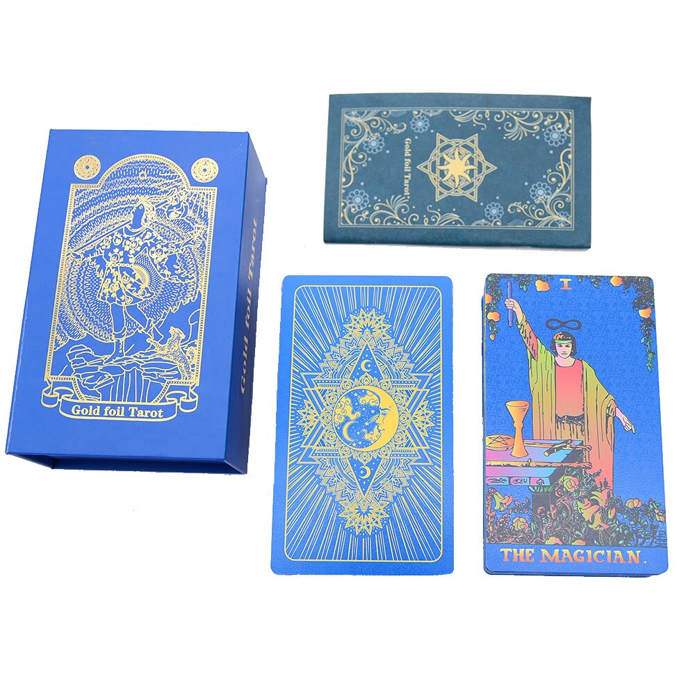 Olivenorma Green Blue Moon Gold Foil Tarot Cards