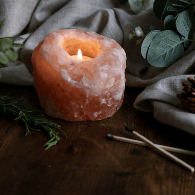 Olivenorma Romantic Hand Carved Candle Holder Himalayan Pink Salt Lamp