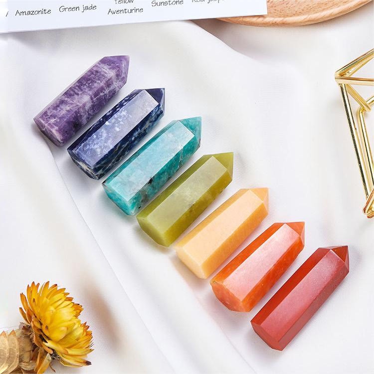 Olivenorma Chakra Raw Stone Decoration Set Crystal Wands