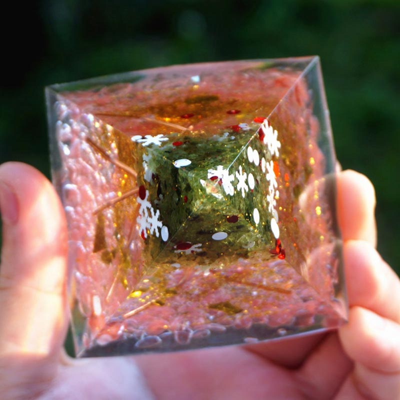 Olivenorma Christmas Pink Crystal Peridot Tree Of Life Orgone Pyramid