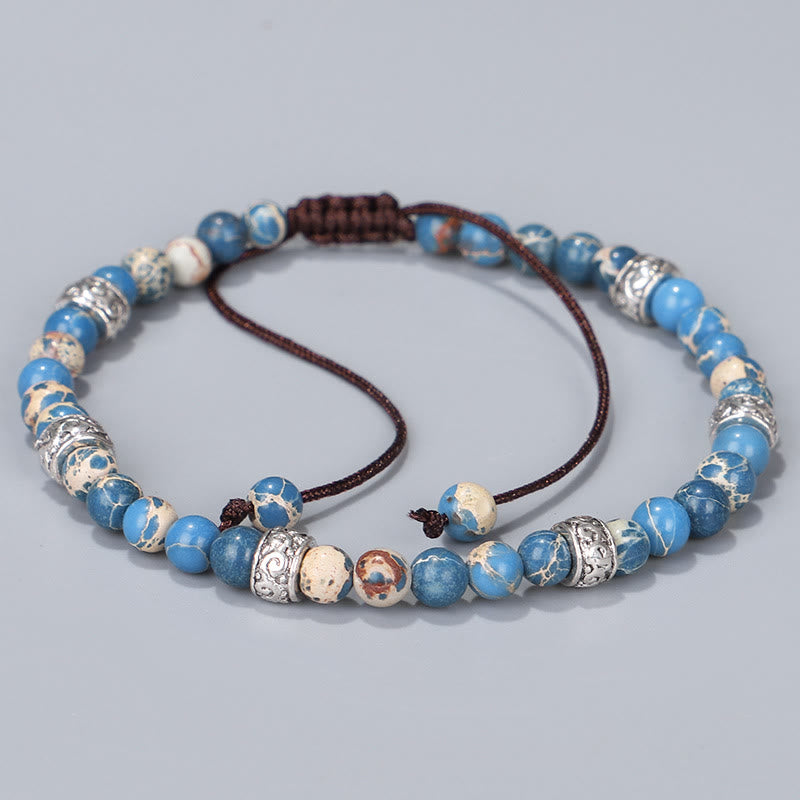 Olivenorma Natural Multicolor Imperial Stone Beaded Braided Bracelet