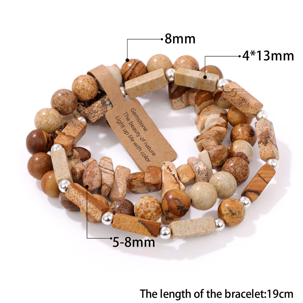 Olivenorma Natural Stone Irregular Three Layer Bracelet Set