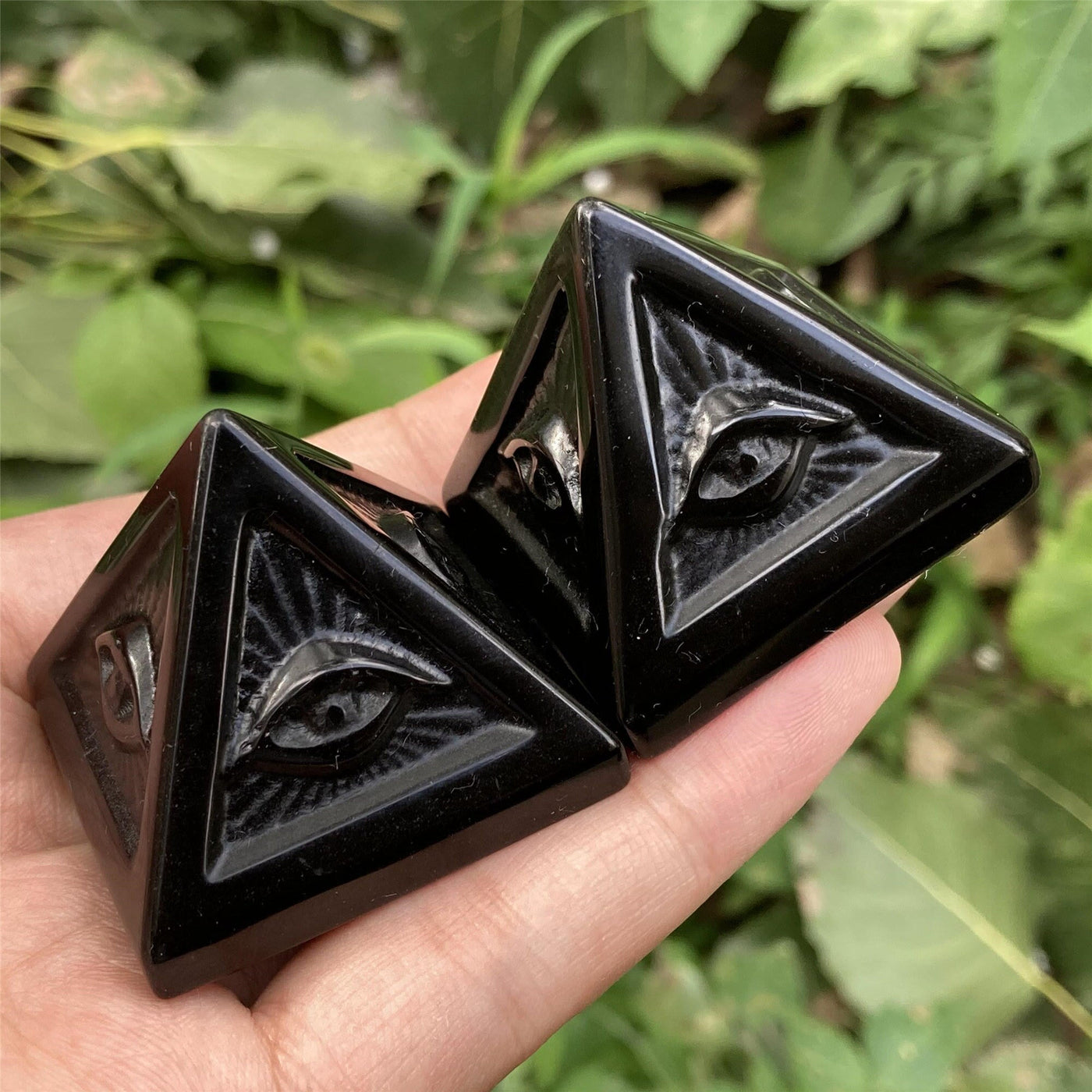 Olivenorma Obsidian Orgone Pyramid Gemstone Decoration