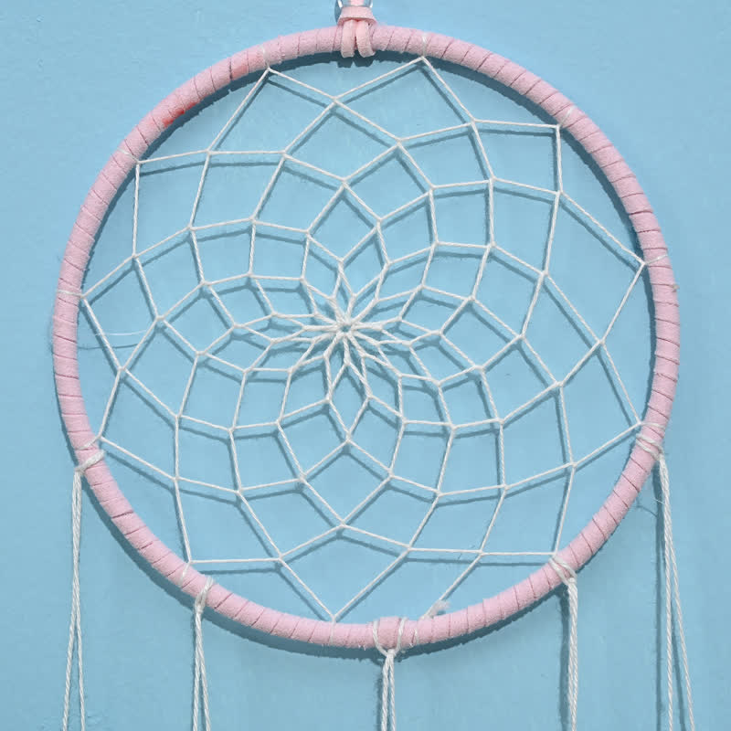 Olivenorma Handwoven Feather Pendant Pink Color Dream Catcher