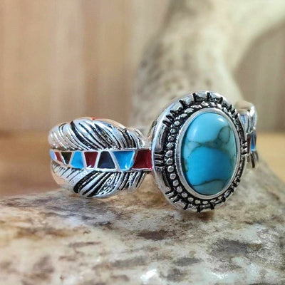 Olivenorma Turquoise Eagle Feather Ring