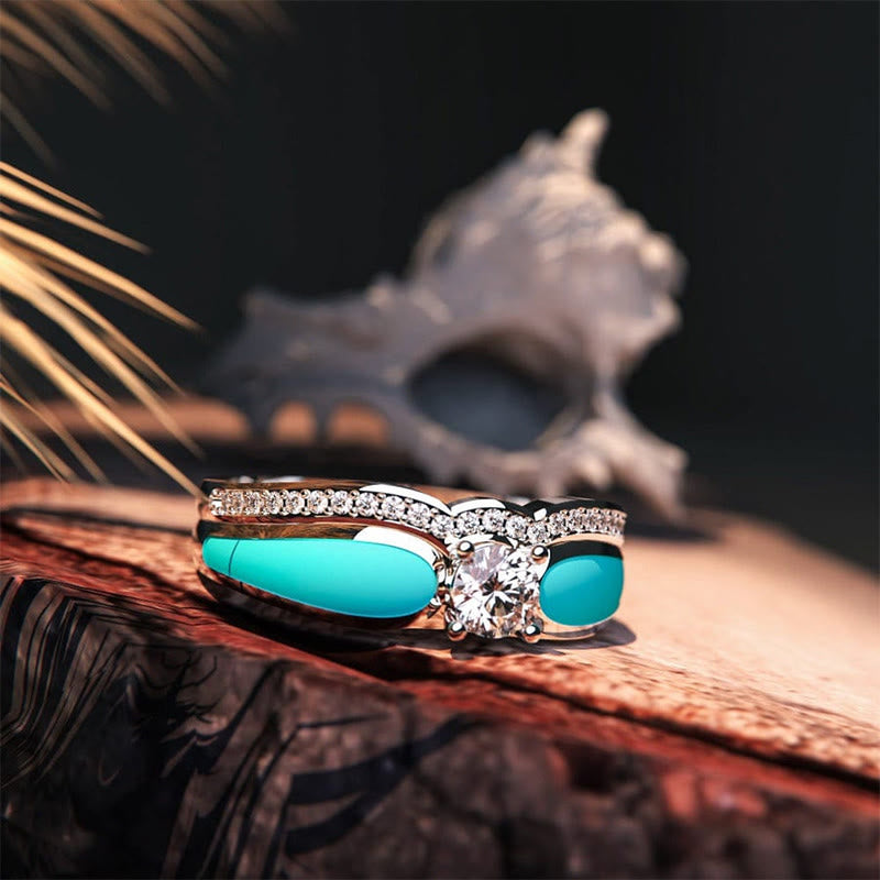 Olivenorma Blue Lagoon Turquoise 2 Piece Ring