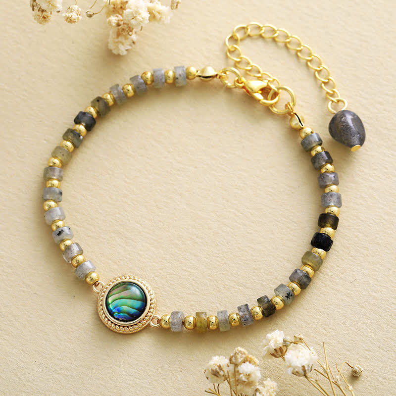 Olivenorma Labradorite Beads Nacre Pendant Bracelet