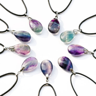 Olivenorma Natural Fluorite Water Drop Pendant Necklace