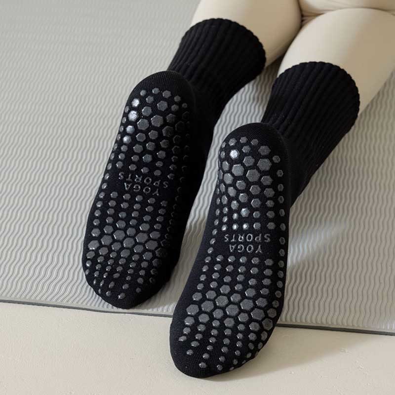 Olivenorma Non Slip Solid Striped Textured Crew Sock Yoga Socks