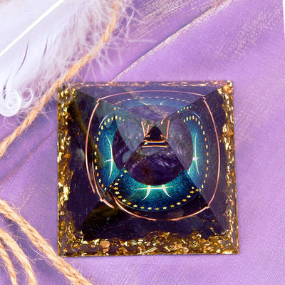 Olivenorma Amethyst Sphere With Obsidian Zodiac Pisces Orgone Pyramid