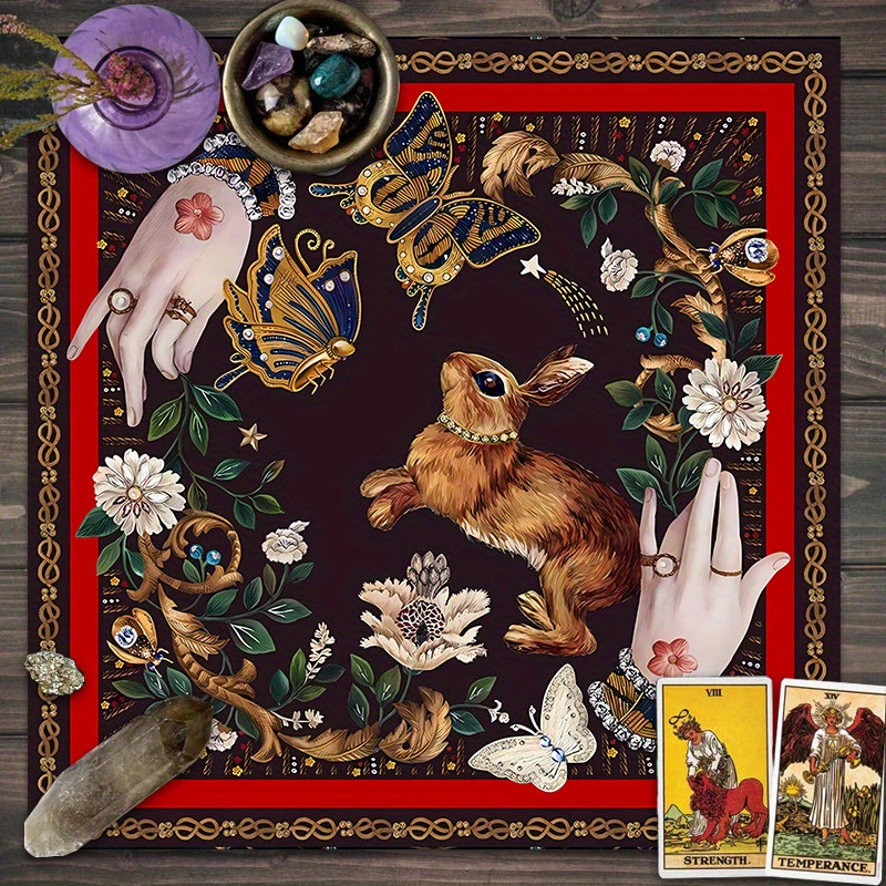 Olivenorma Rabbit Catching Butterflies Divination Tarot Tablecloth