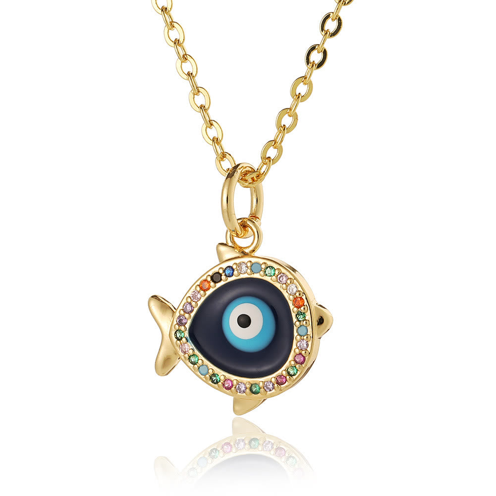 Olivenorma Epoxy Evil Eye Hamsa Heart Shape Necklace