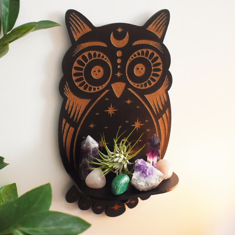 Olivenorma Celestial Owl Altar Crystal Shelf