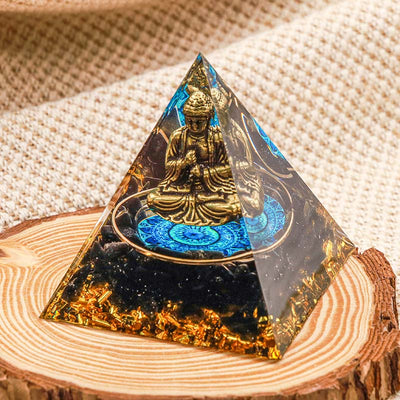 Olivenorma Obsidian Buddha Protection Orgone Pyramid