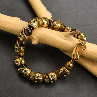 Olivenorma Natural Tiger Eye Handmade Stainless Steel Bracelet