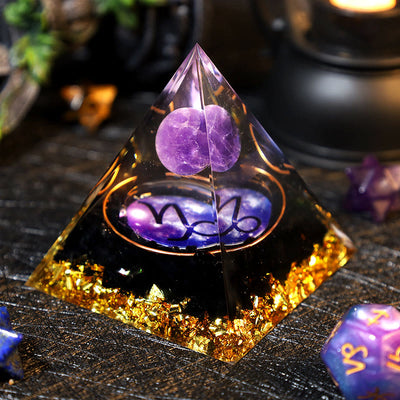 Olivenorma Amethyst Ball Obsidian Gravel Zodiac Capricorn Orgone Pyramid