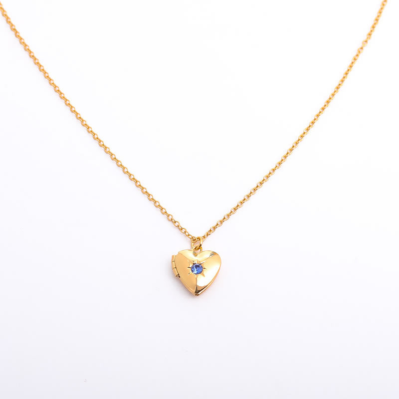 Olivenorma "Shine in My Heart"-Birthstone Heart Album Necklace