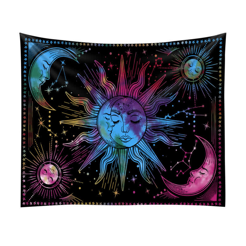 Olivenorma Sun And Moon Retro Art Yoga Wall Hanging Tapestry