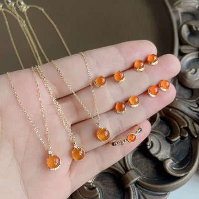 Olivenorma Natural Yellow Agate Jewelry Set