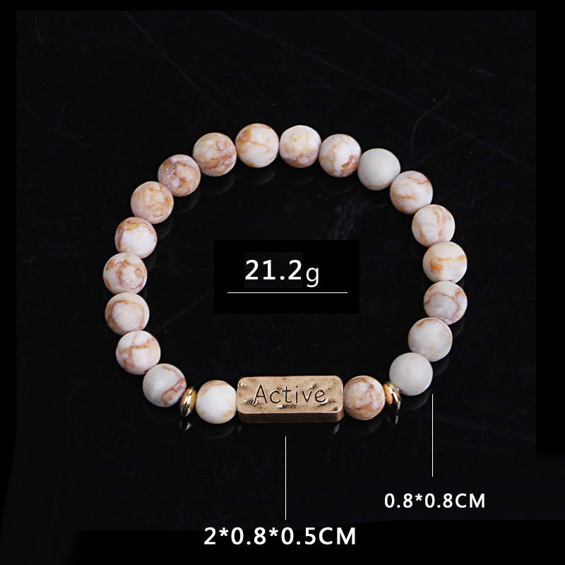 Olivenorma Natural Gemstone Active Faith Engraving Bracelet