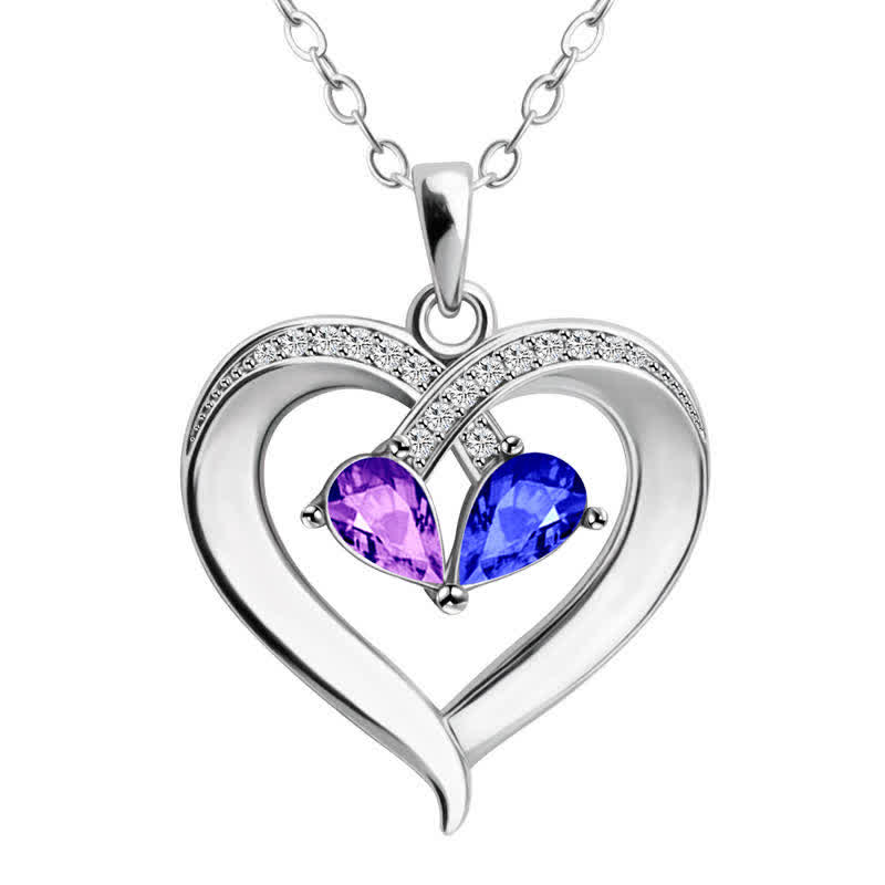 Olivenorma Personalized and Engraved Heart Love Birthstones Necklace