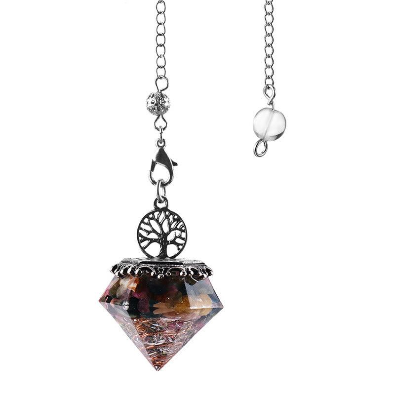 Olivenorma Natural Crystal Geometric Tree of Life Pendulum