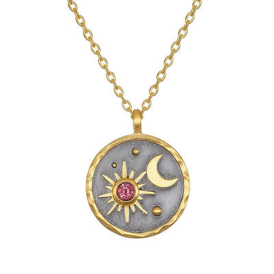 Olivenorma "Day and Night"-Sun & Moon Birthstone Necklace